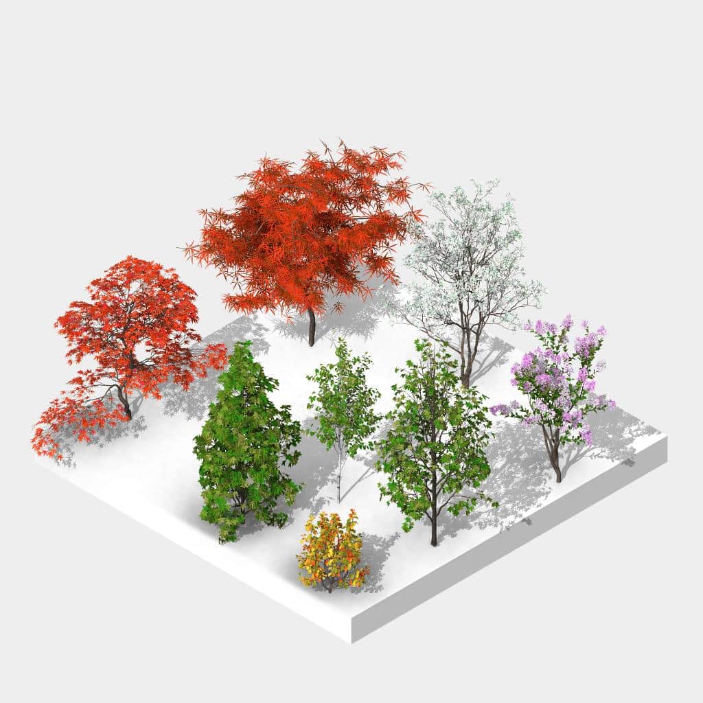 Revit Asian Tree Family Pack - scalable, customizable in high detail | arquitree